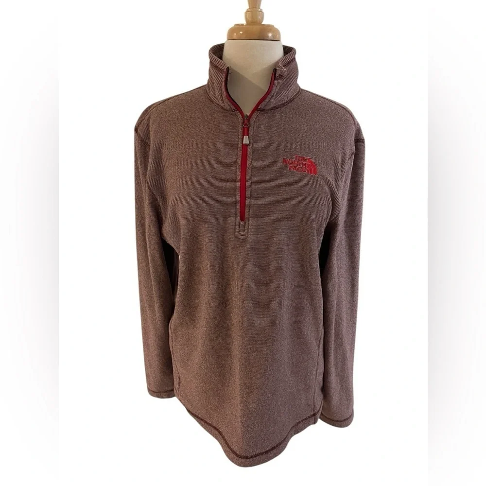 North face 3/4 zip shirt-Men’s Size Medium, Maroon and white striped